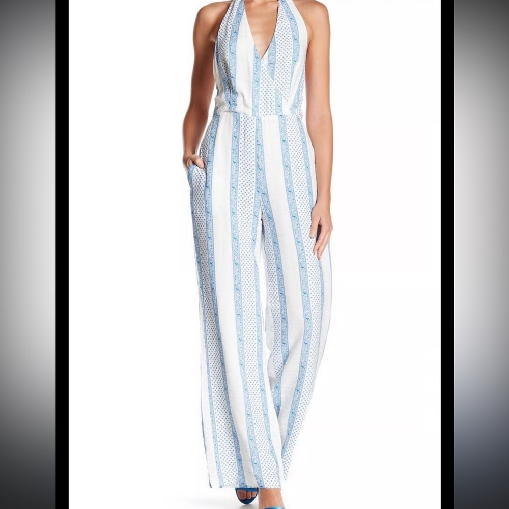 Anthropologie Revolve Line + Dot Agatha Striped Halter Jumpsuit Sz S Fully lined - Picture 4 of 12